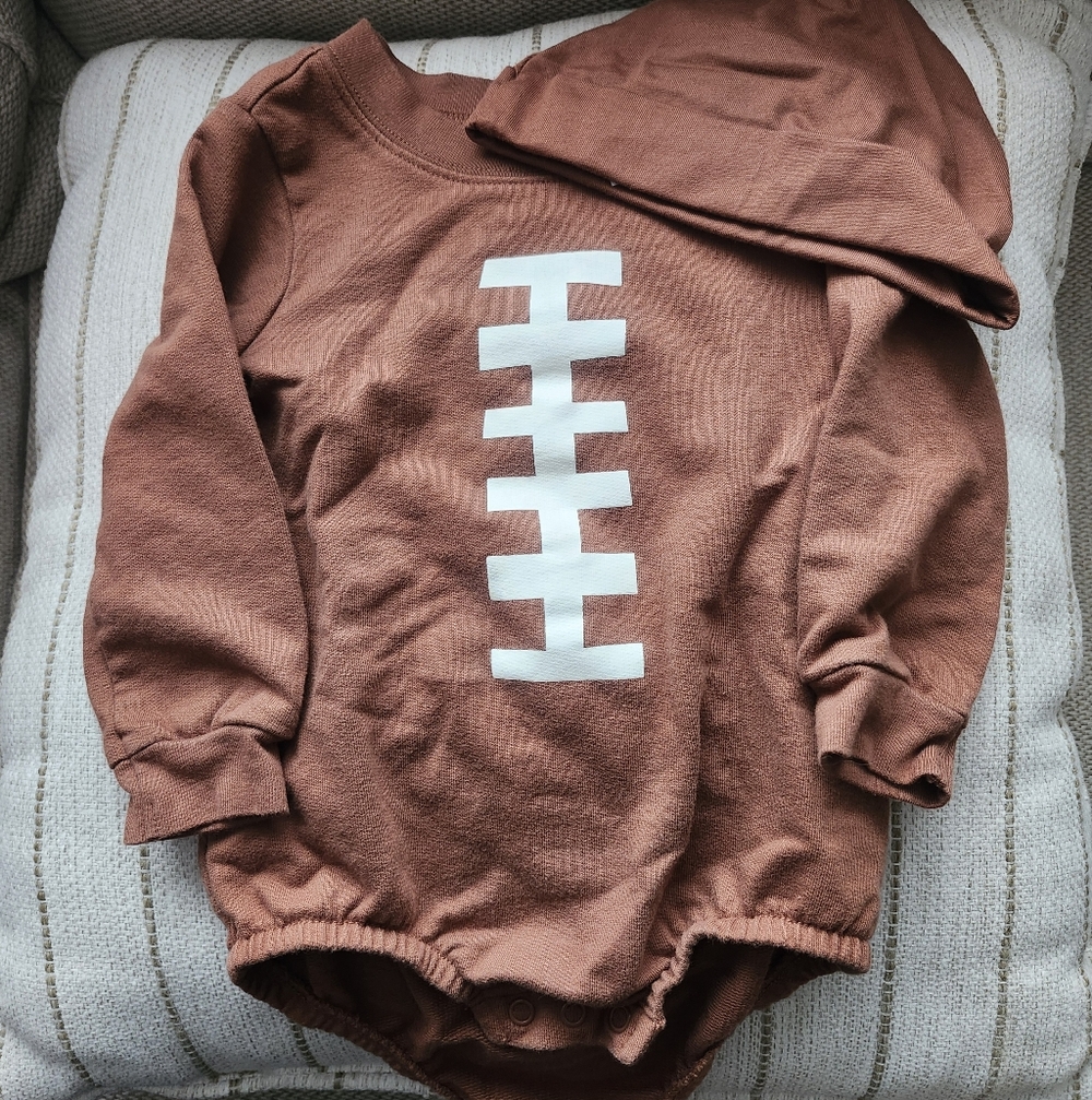Carter's Brown Football Bodysuit with Hat
